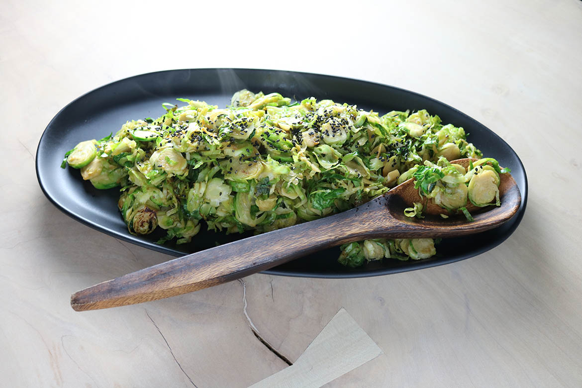 Gingered Black Sesame Brussels Sprouts