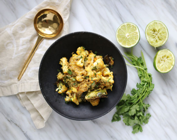 spiced roasted cauliflower brussels sprout quinoa