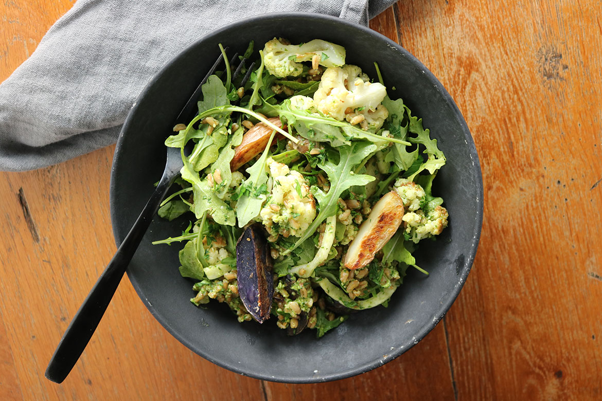 Pesto Veggie Farro Salad